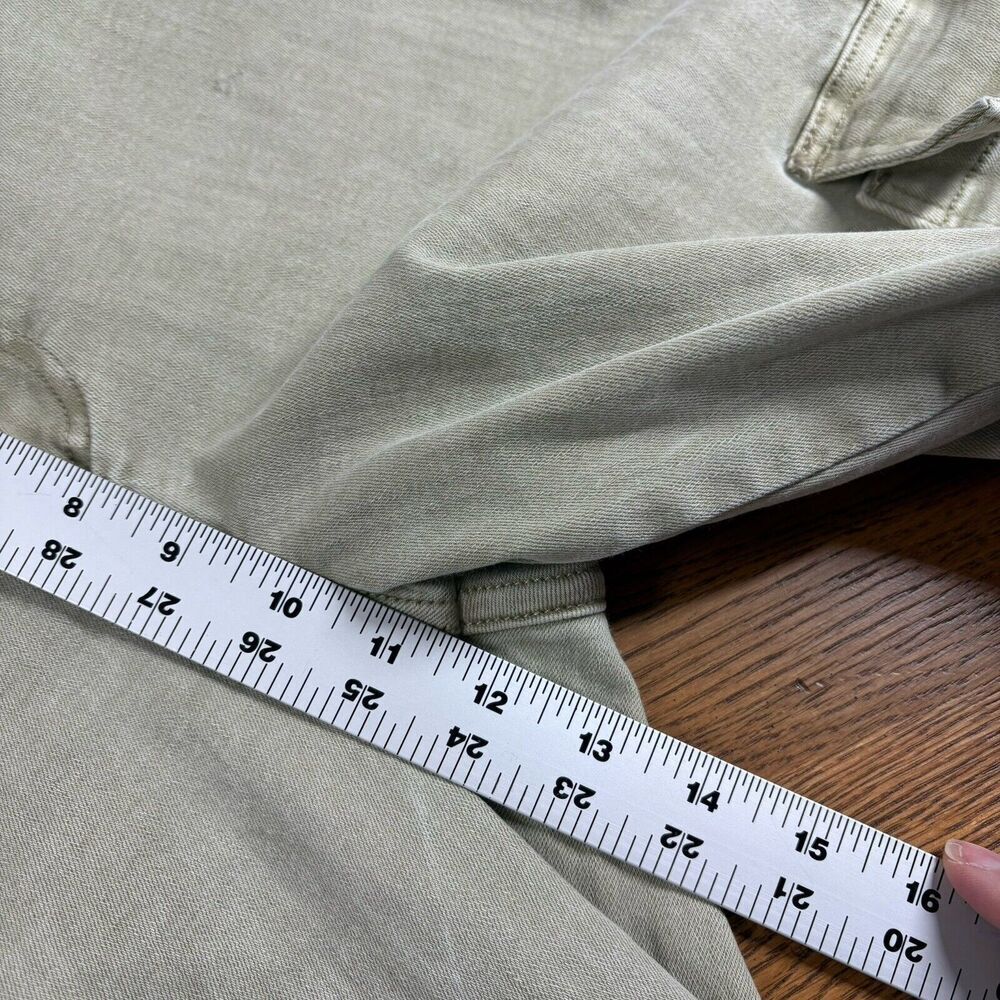 Oat Jeans Womens Size 12/31 Sage Green Cargo Raw Hem Utility Combat Trendy Wide - Picture 15 of 15